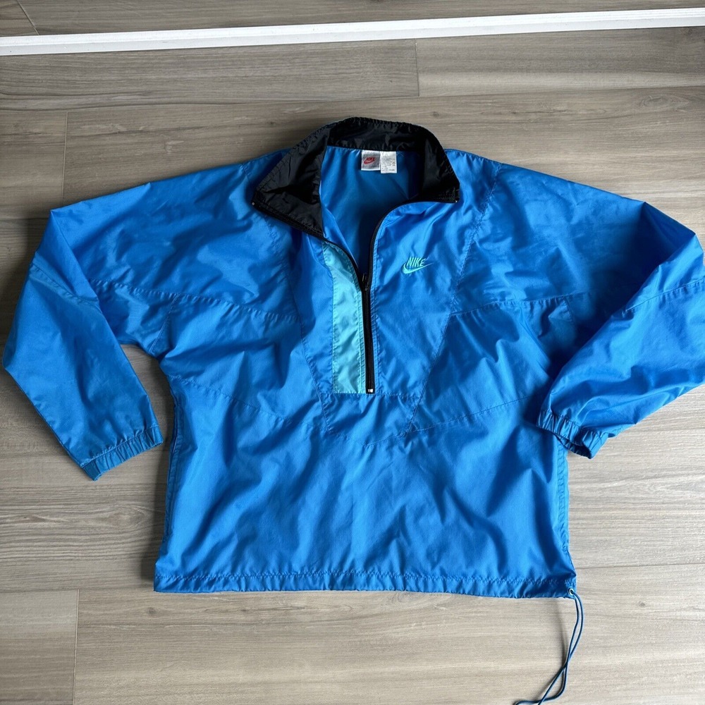 MENS VINTAGE NIKE BLUE 1/2 ZIP WINDBREAKER Jacket PULLOVER‎ SIZE MEDIUM Y2K